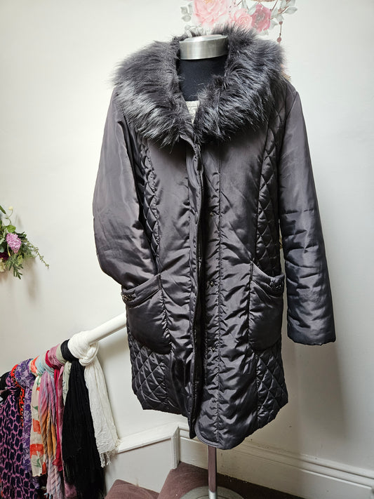 Clodagh Gallagher coat with detachable fur,size 18