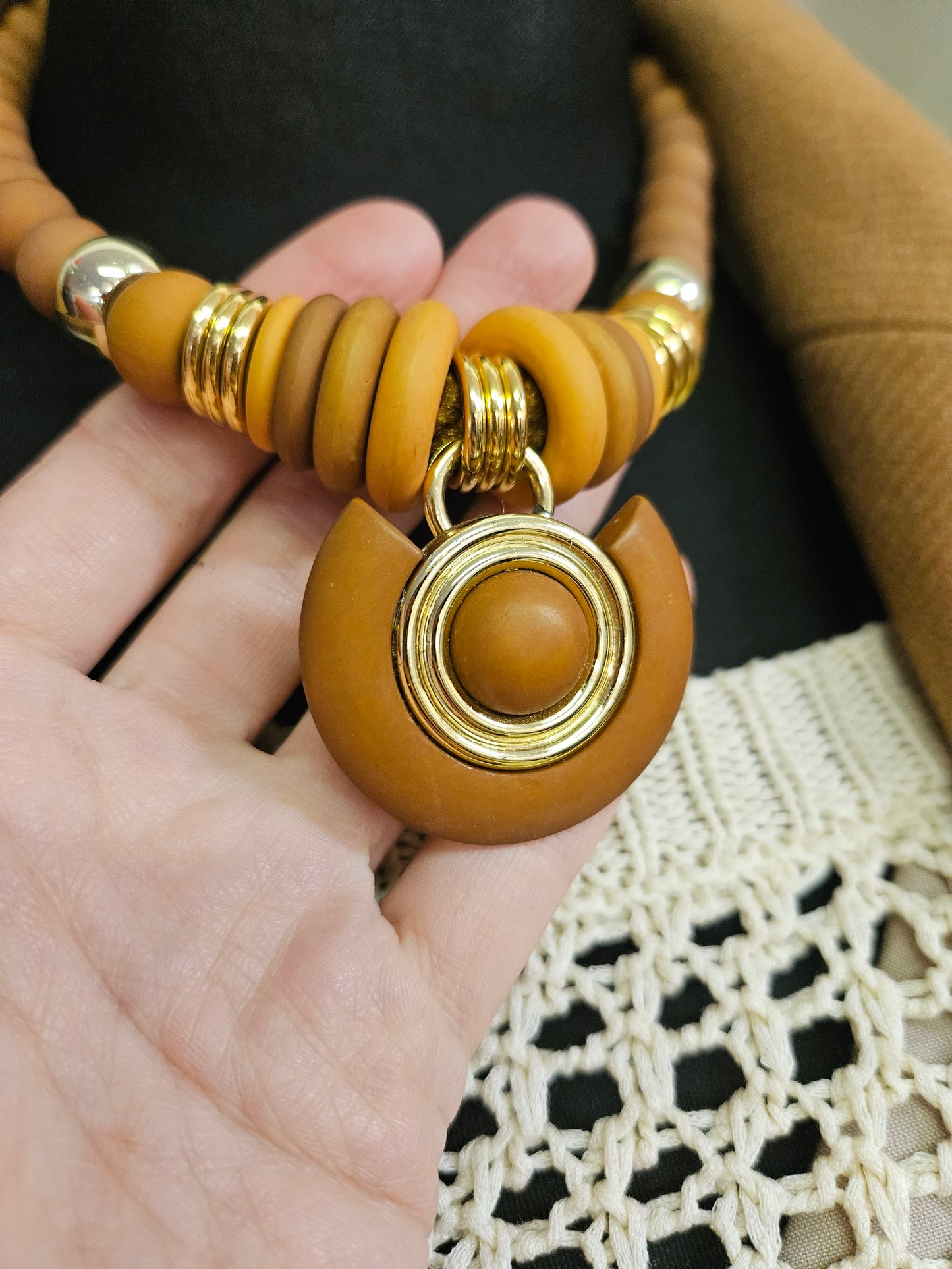 Wooden looking necklace