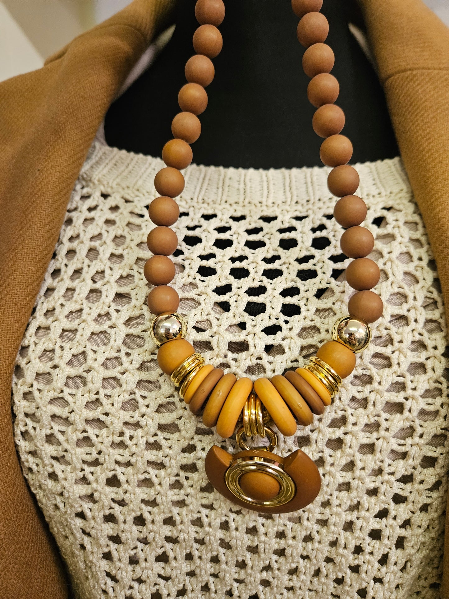 Wooden looking necklace