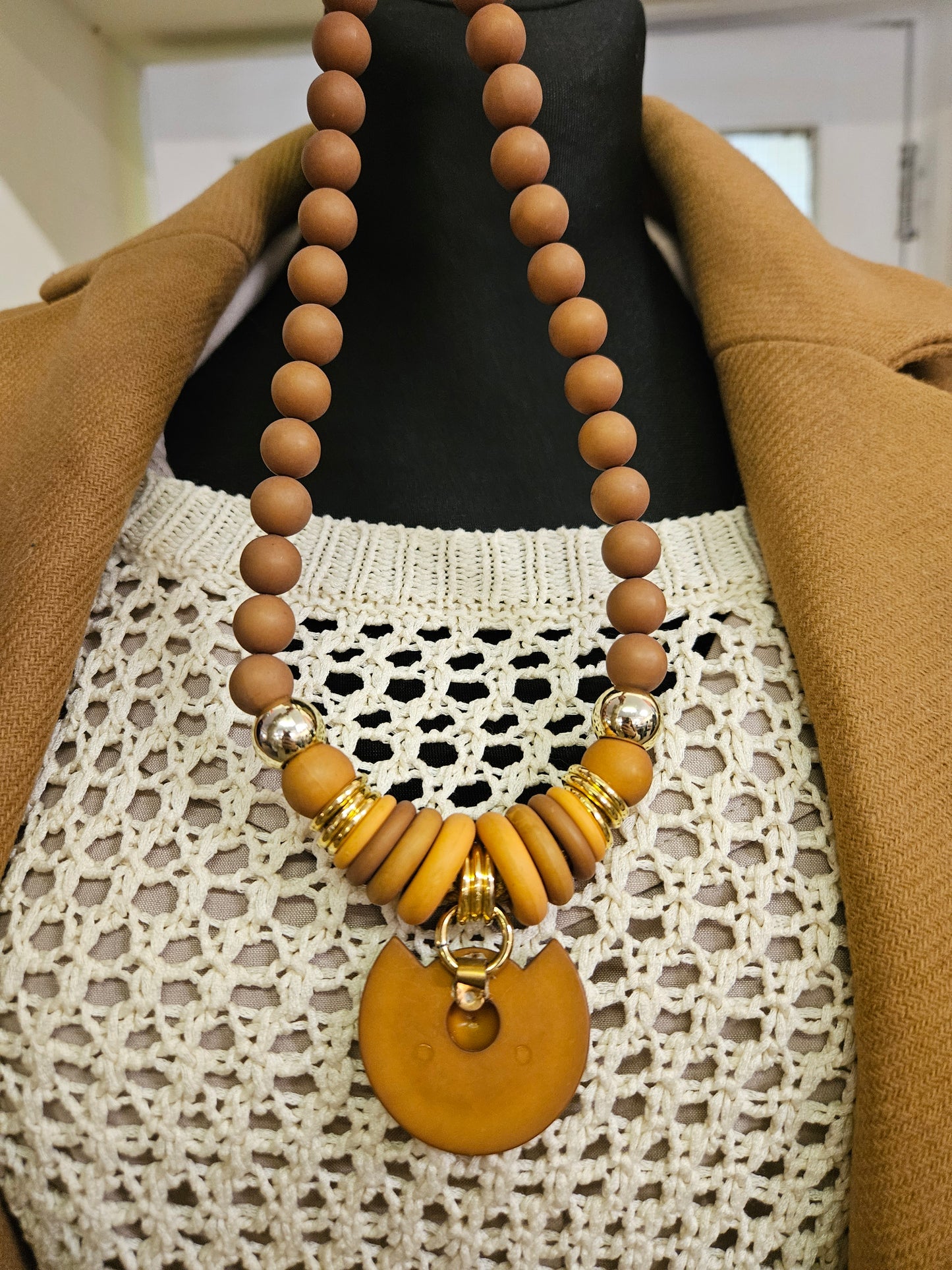 Wooden looking necklace