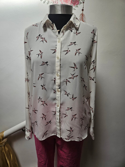 Primark, bird print blouse, size 10