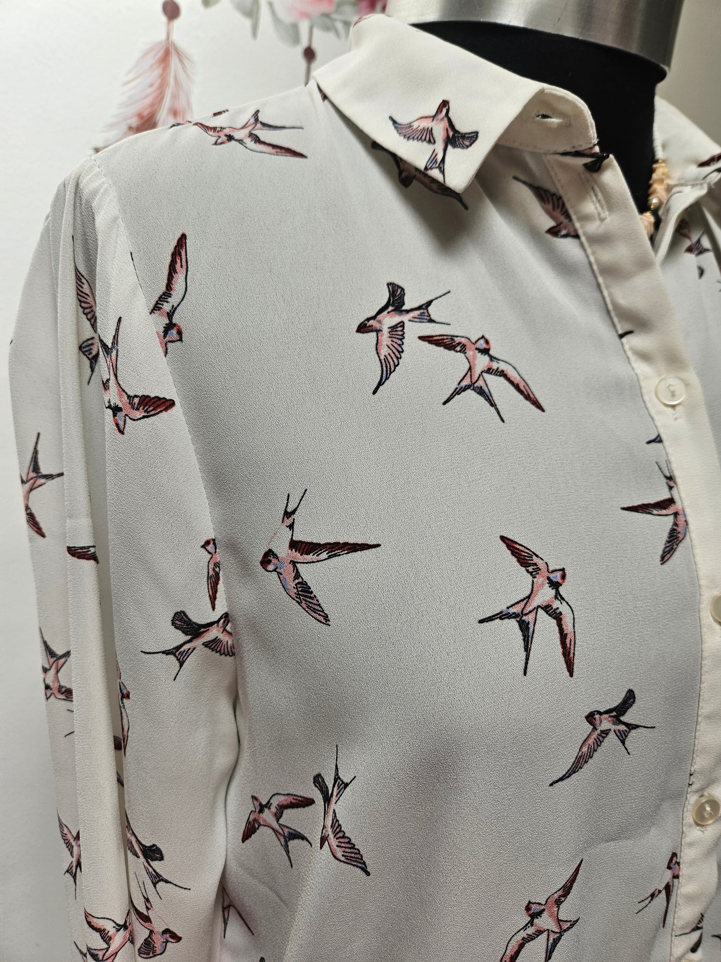 Primark, bird print blouse, size 10