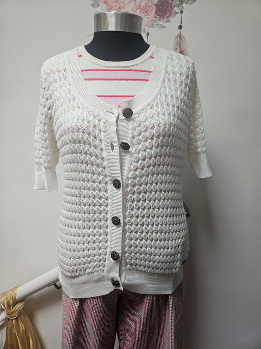 Diesel, New, 100%cotton, crochet, short sleeve cardigan, Size L