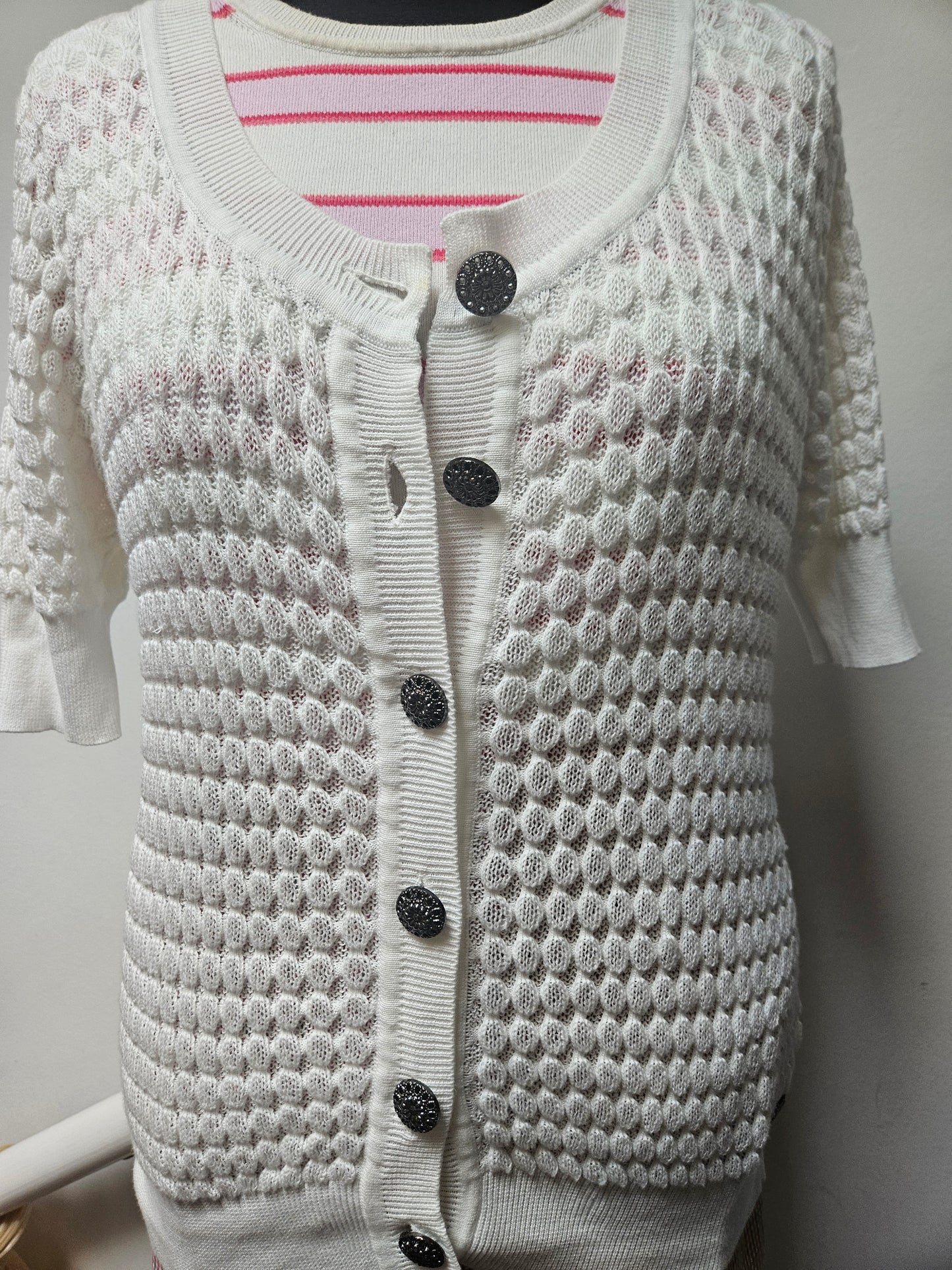 Diesel, New, 100%cotton, crochet, short sleeve cardigan, Size L