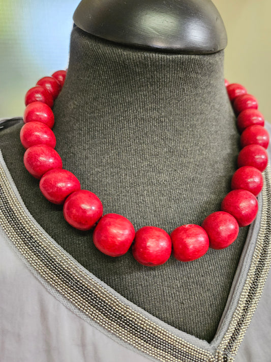 Wooden,red beads