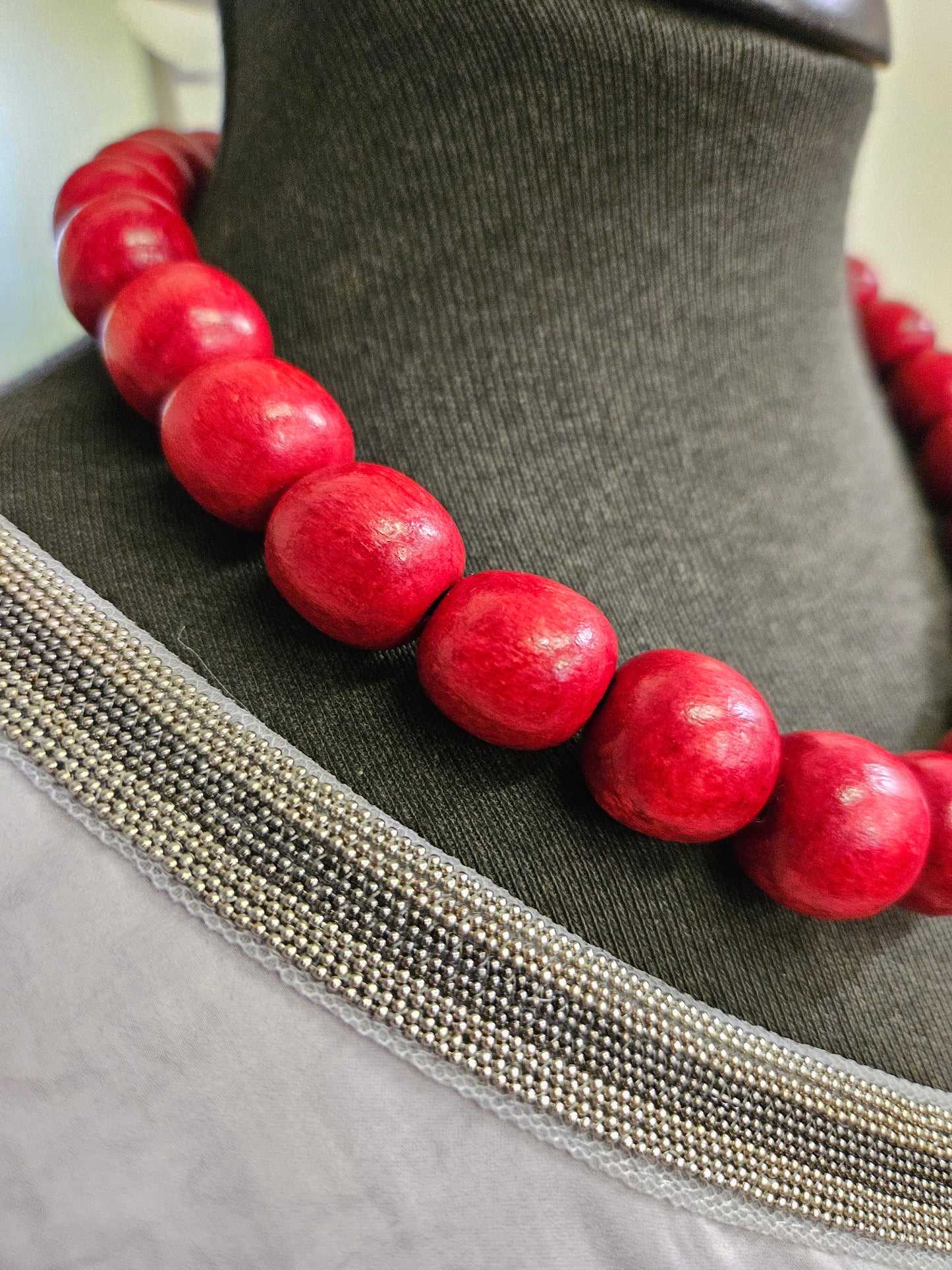 Wooden,red beads