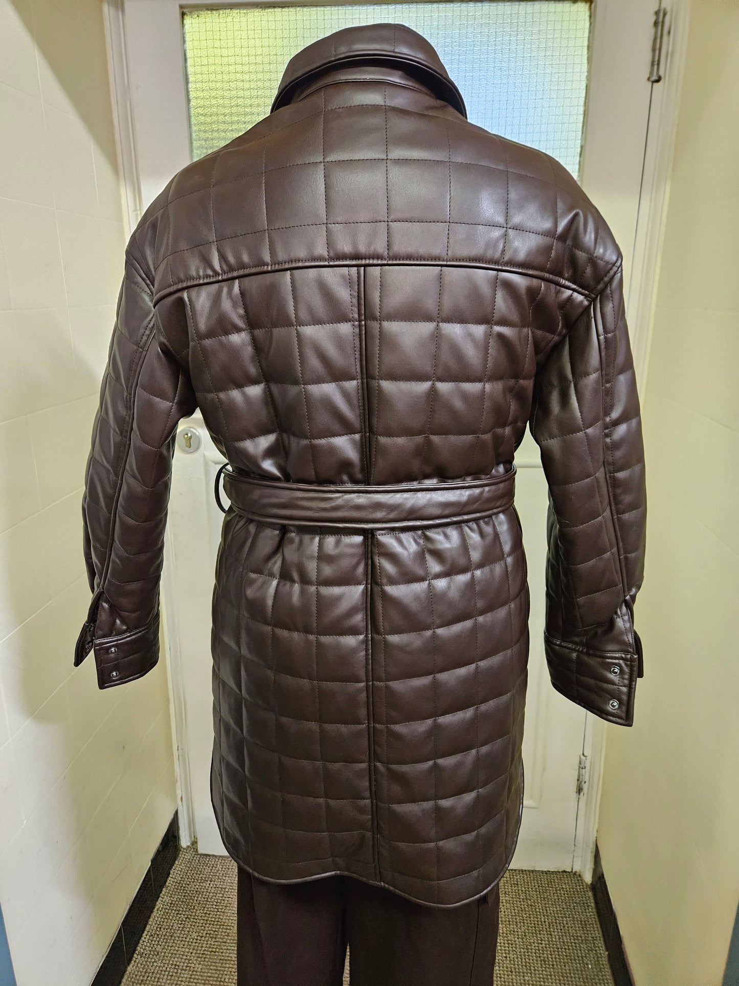 Primark, chocolate brown,PU leather coat with belt  2XS-oversized, (would fit XS )