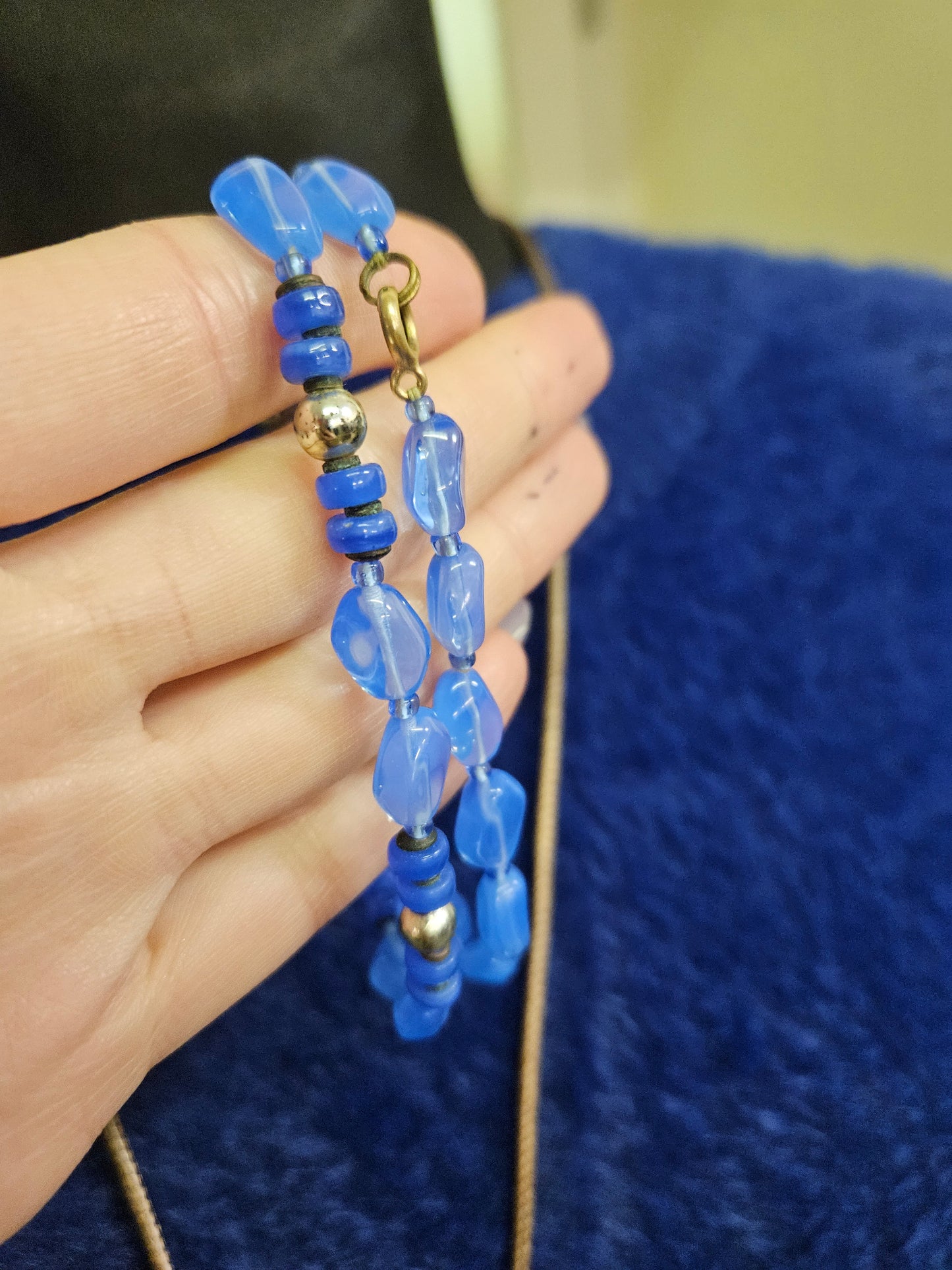 Blue plastic beads