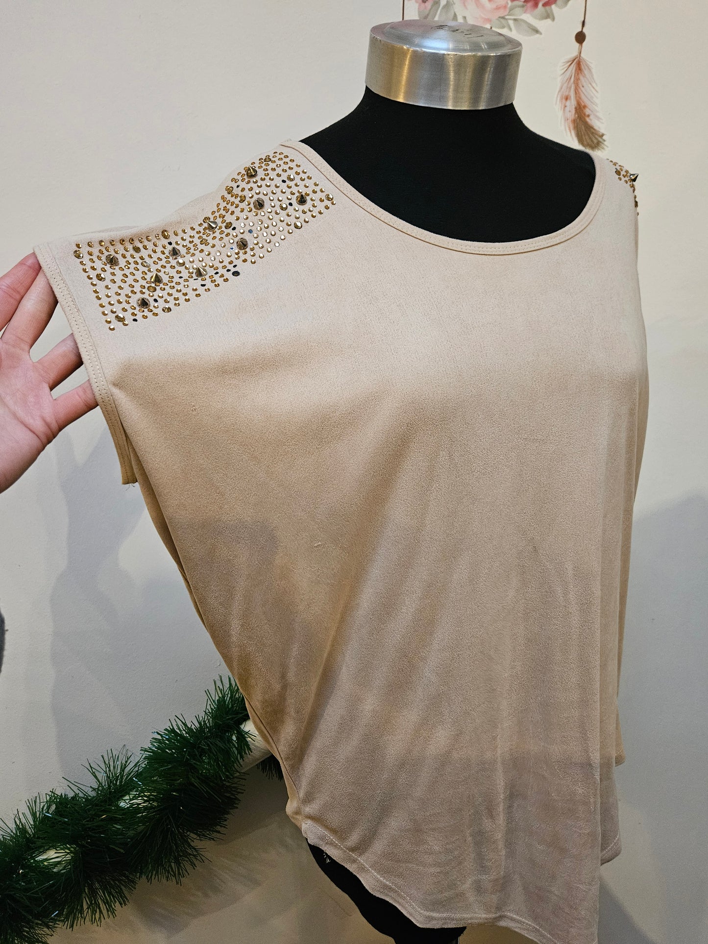 Lo Live, Cut out top with crystals on the shoulders (few missing), size M