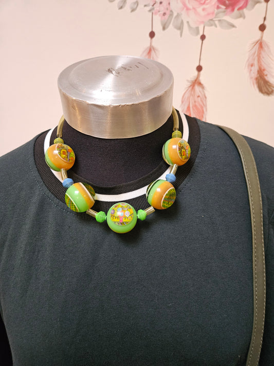 Unusual, large, plastic beads necklace