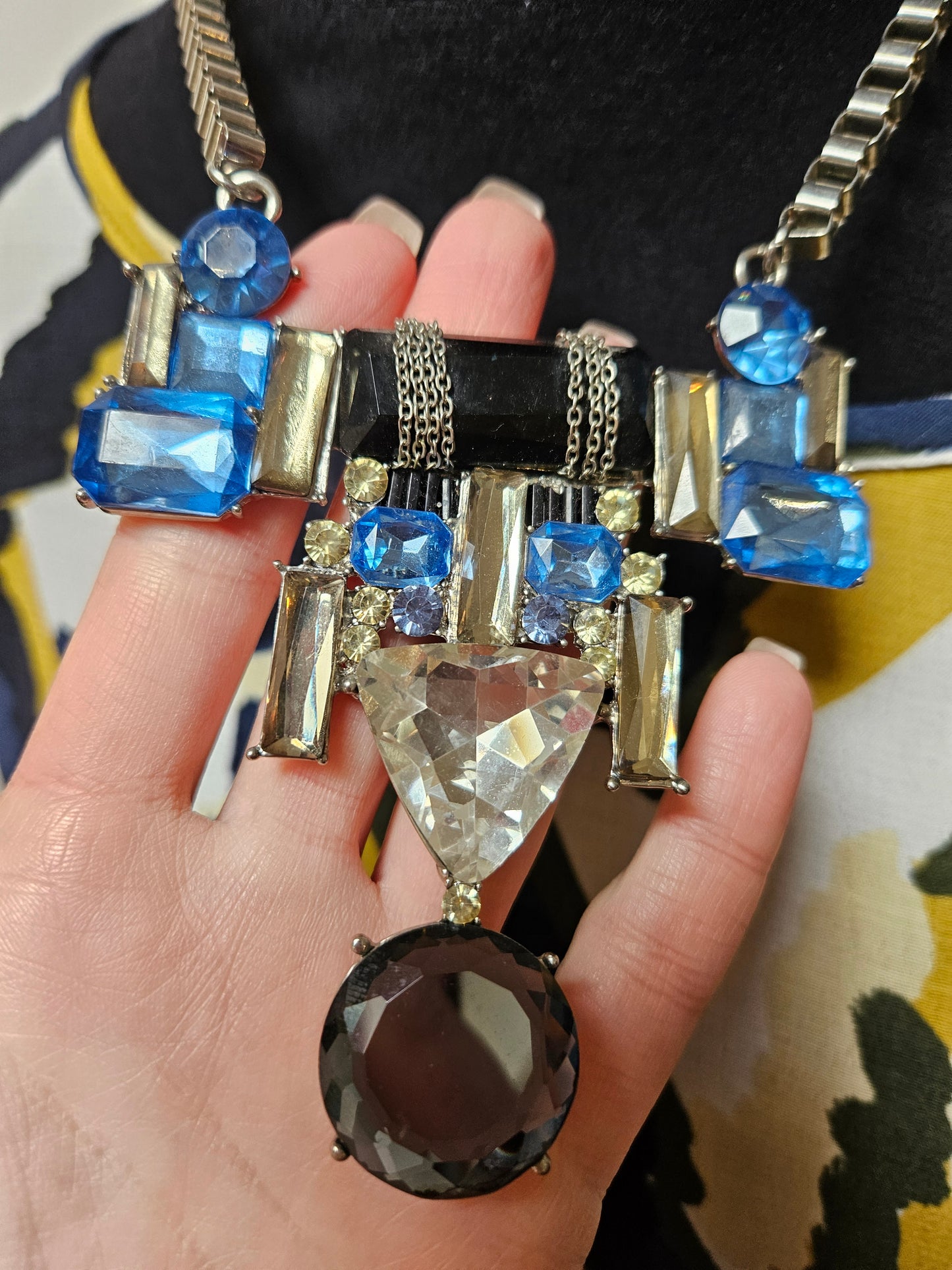 Blue/silver large necklace