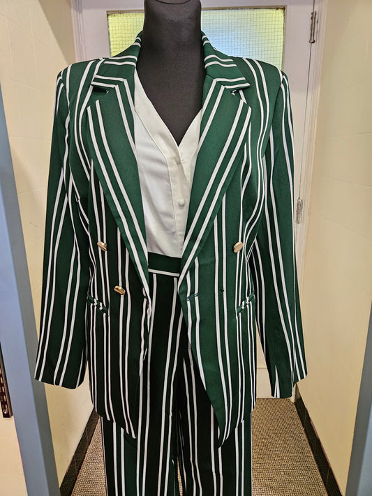 Quiz, green, striped blazer,size 14 (one button missing)