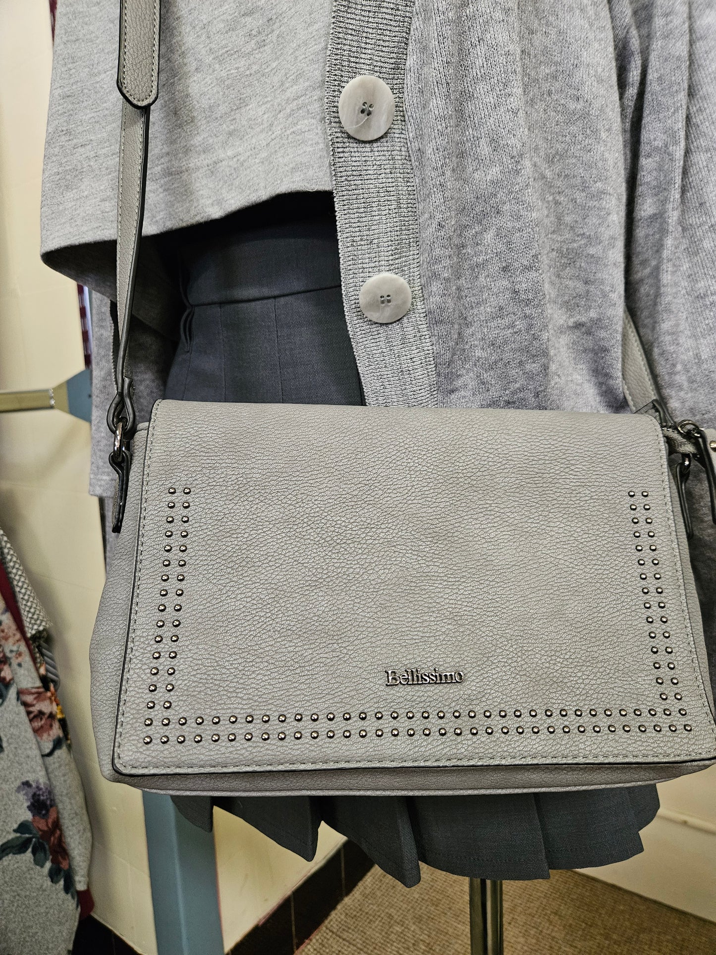 Bellissimo, studded, crossbody bag, some imperfections on the handles (please see photos)