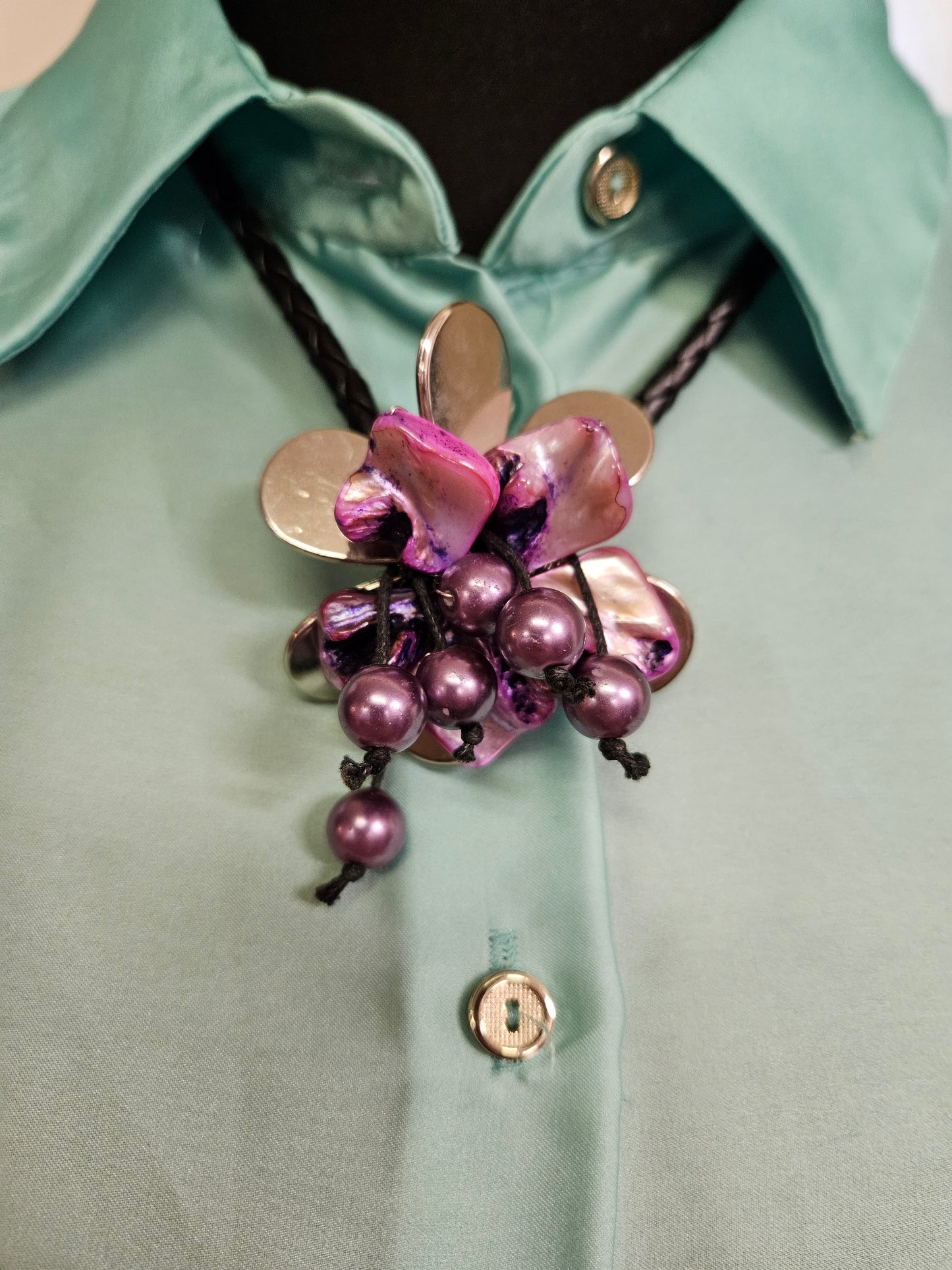 Purple, shell flower, necklace