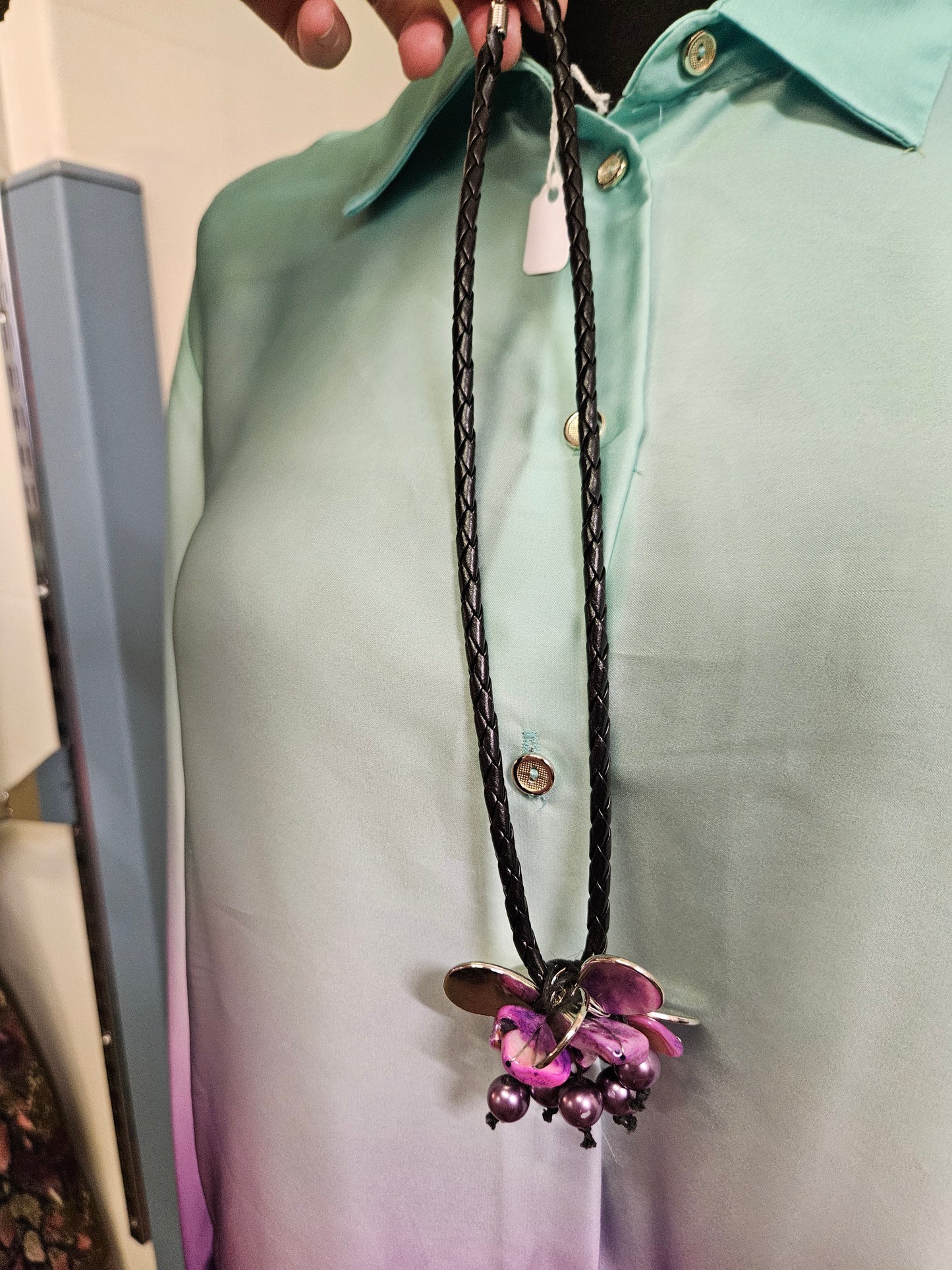 Purple, shell flower, necklace