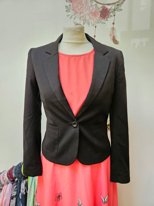 Divided, one button, black blazer, size 10