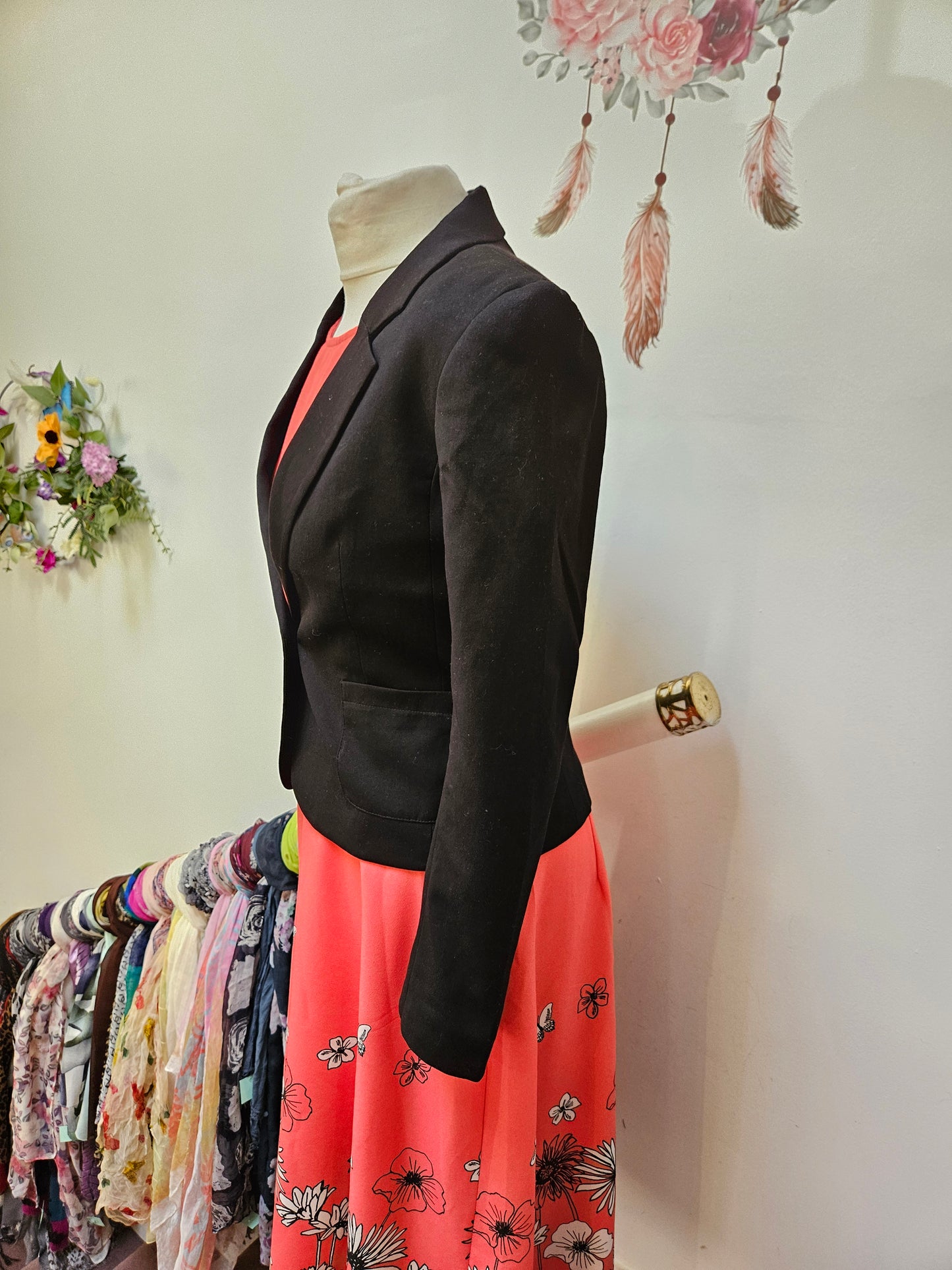 Divided, one button, black blazer, size 10