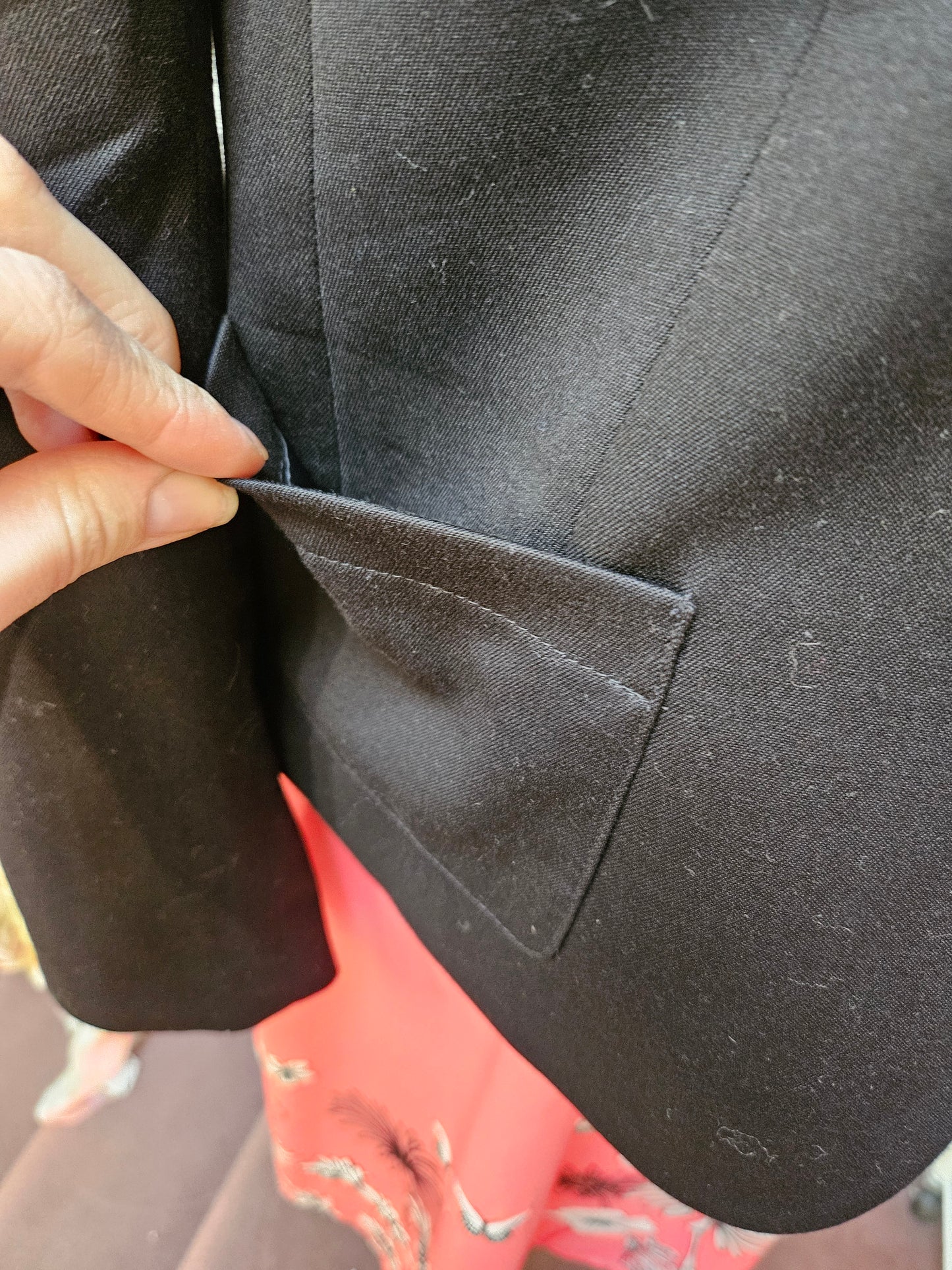 Divided, one button, black blazer, size 10