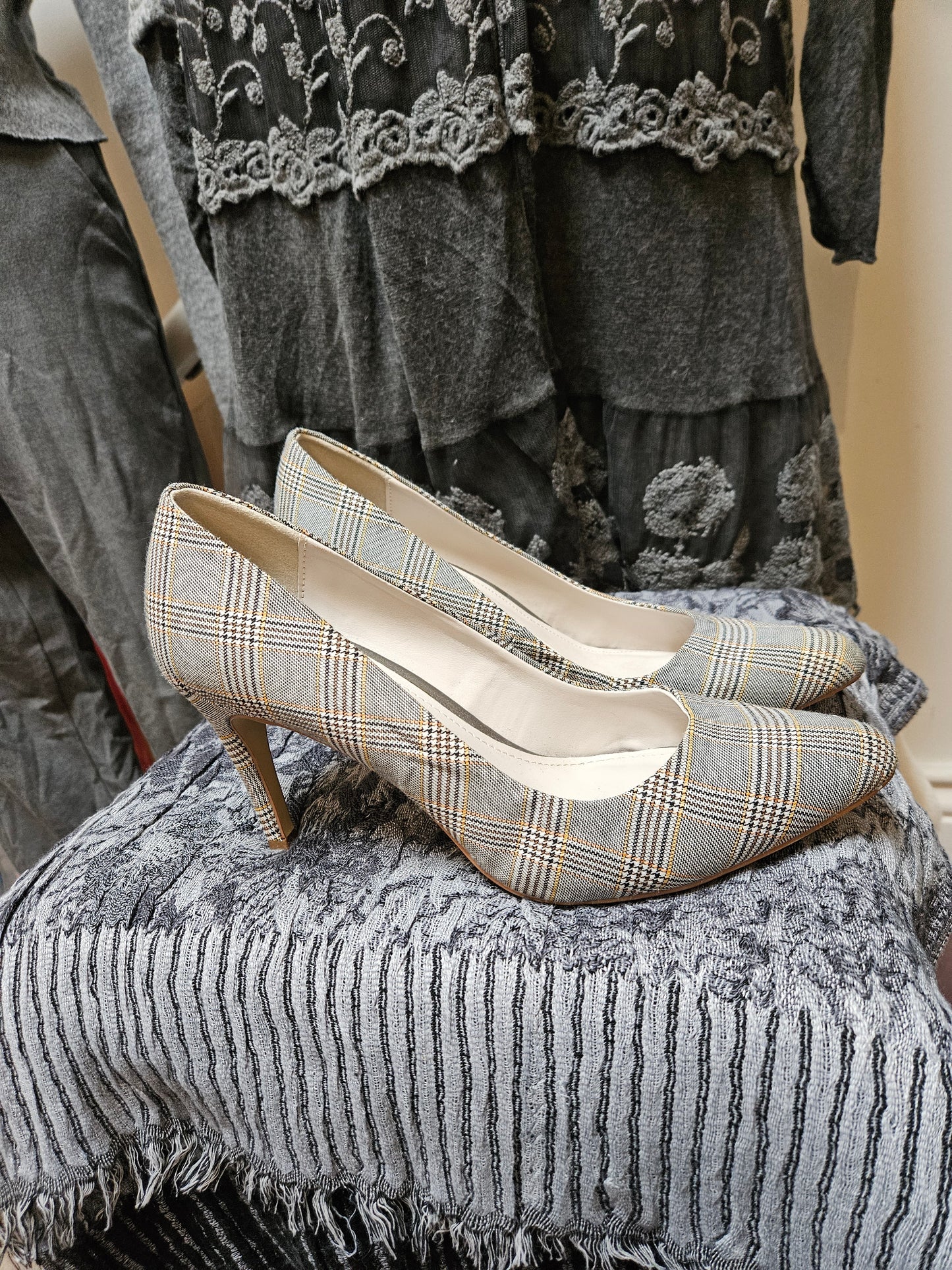 Next, new, wide fit, grey heels, size 8