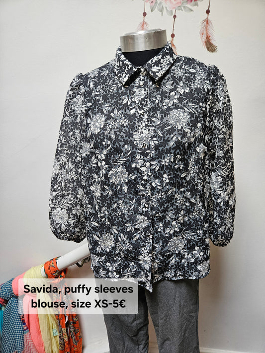 Savida, puffy sleeves blouse, size XS