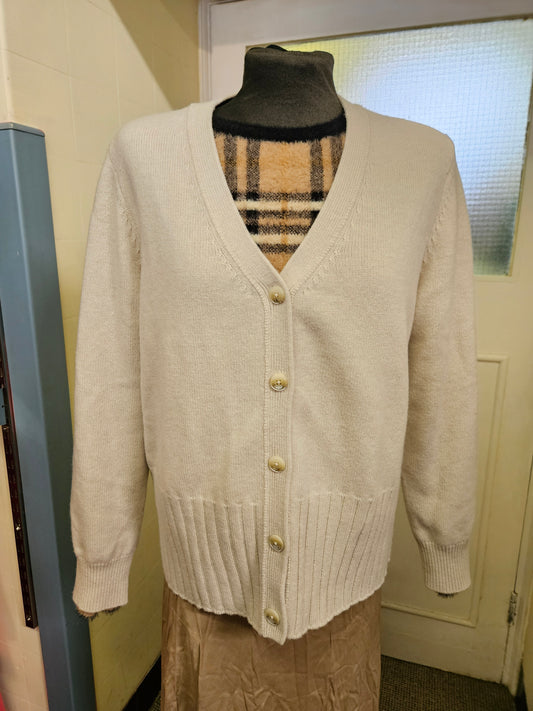 Paul Costello Living, new, 100% wool, nude cardigan, size M