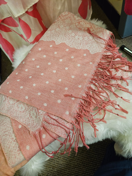 Pink, fridged scarf