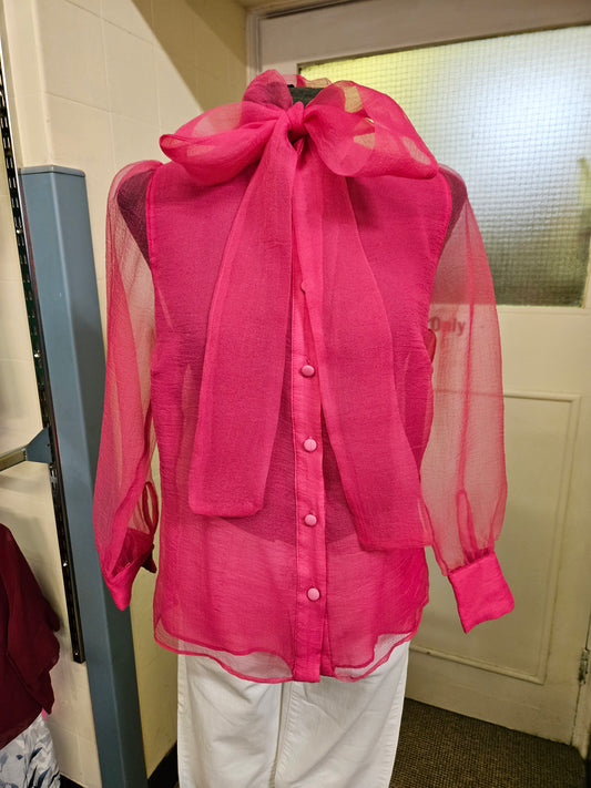 Savida sheer blouse, with neck tie, size XS (would fit S)
