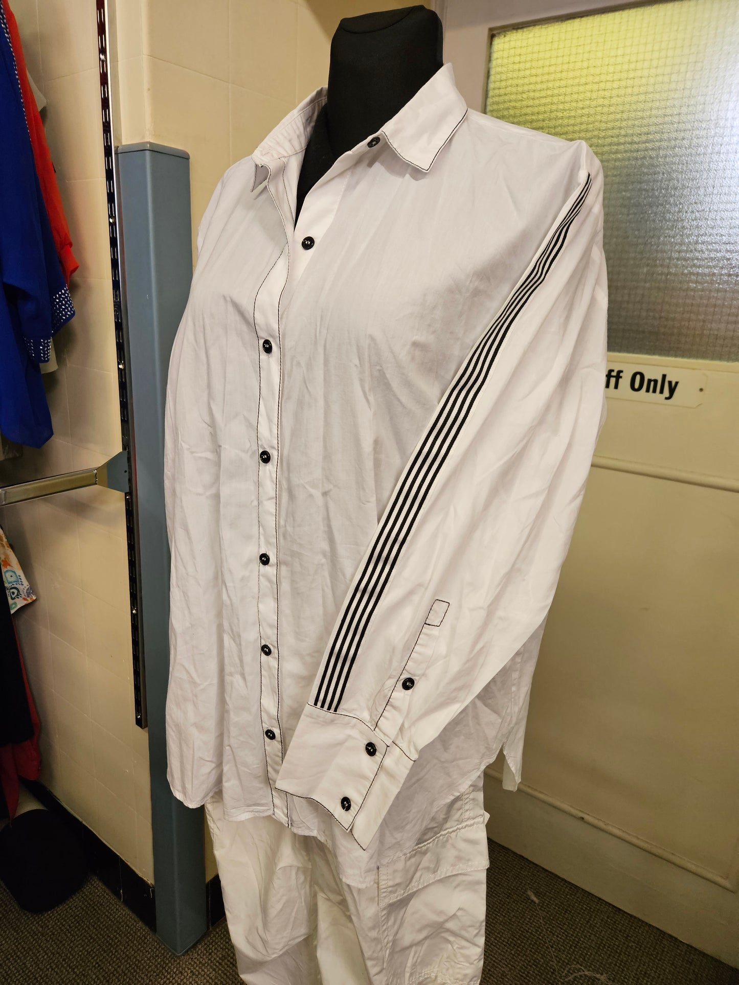Zara, cotton shirt with stripes on the sleeves, size XXL (small fitting)