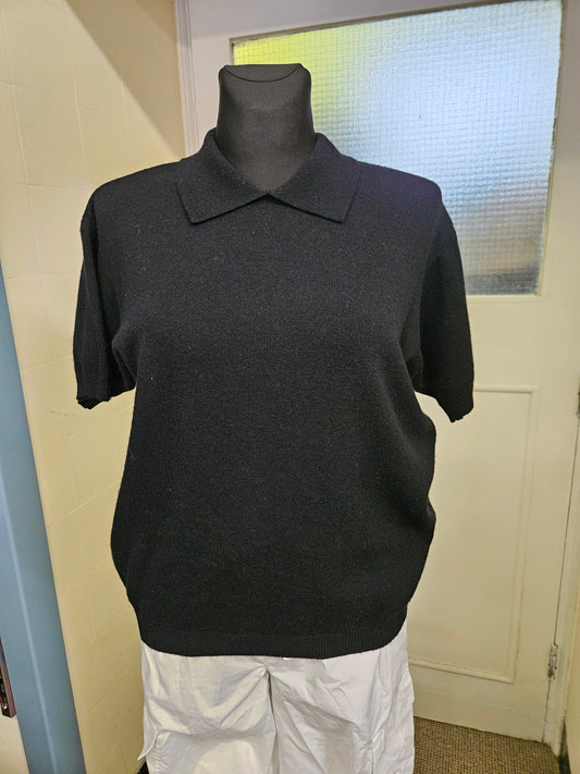 St Bernard, wool blend top, black, size 14/16