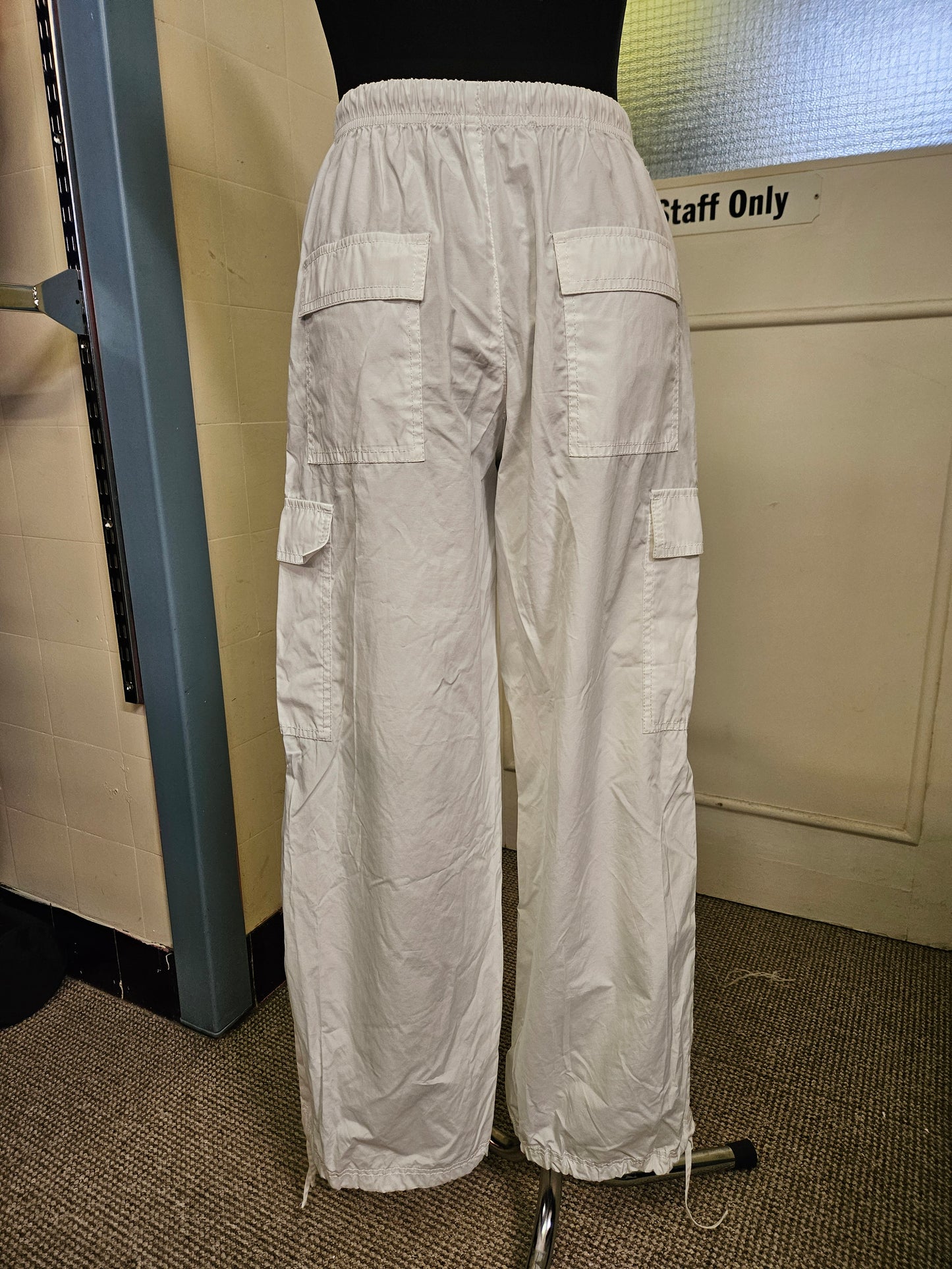 Bershka, white cargo pants, size XS
