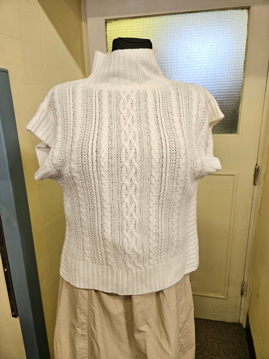 M&S, Cable-Knit, sleeveless turtleneck sweater, size 14