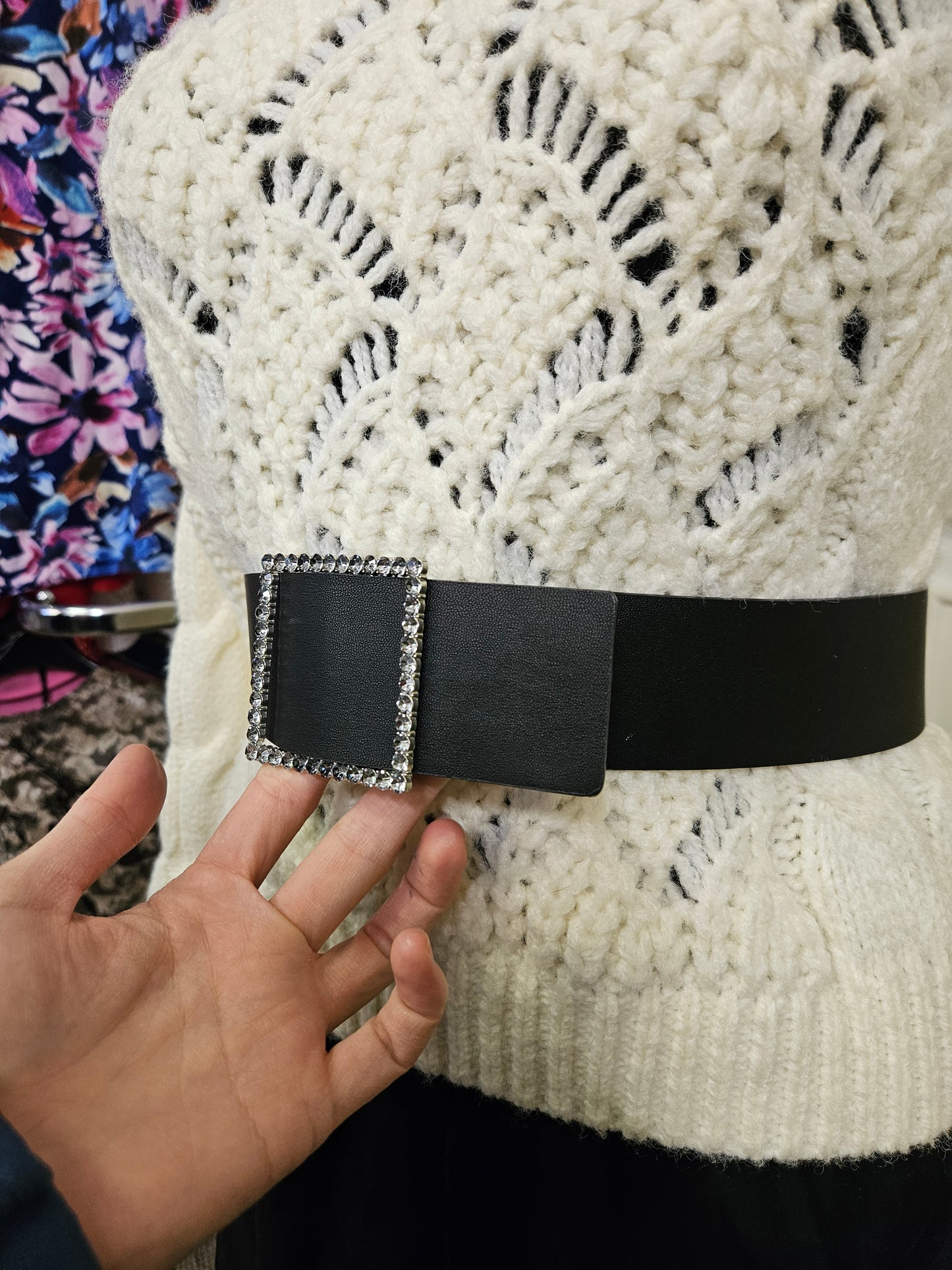 Belt with rhinestones buckle,  size S/M