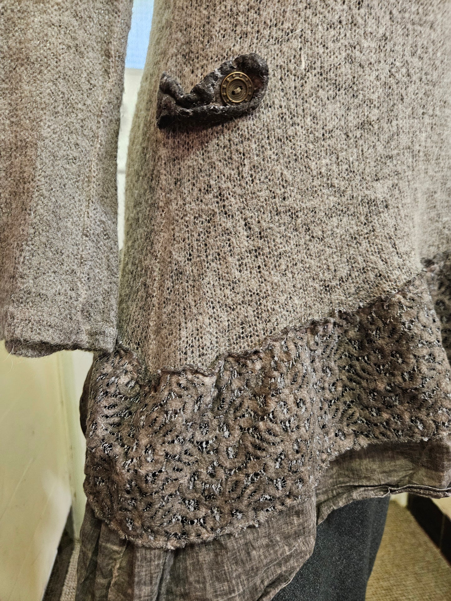 Unusual, crochet style top, no tag on it, size S/M