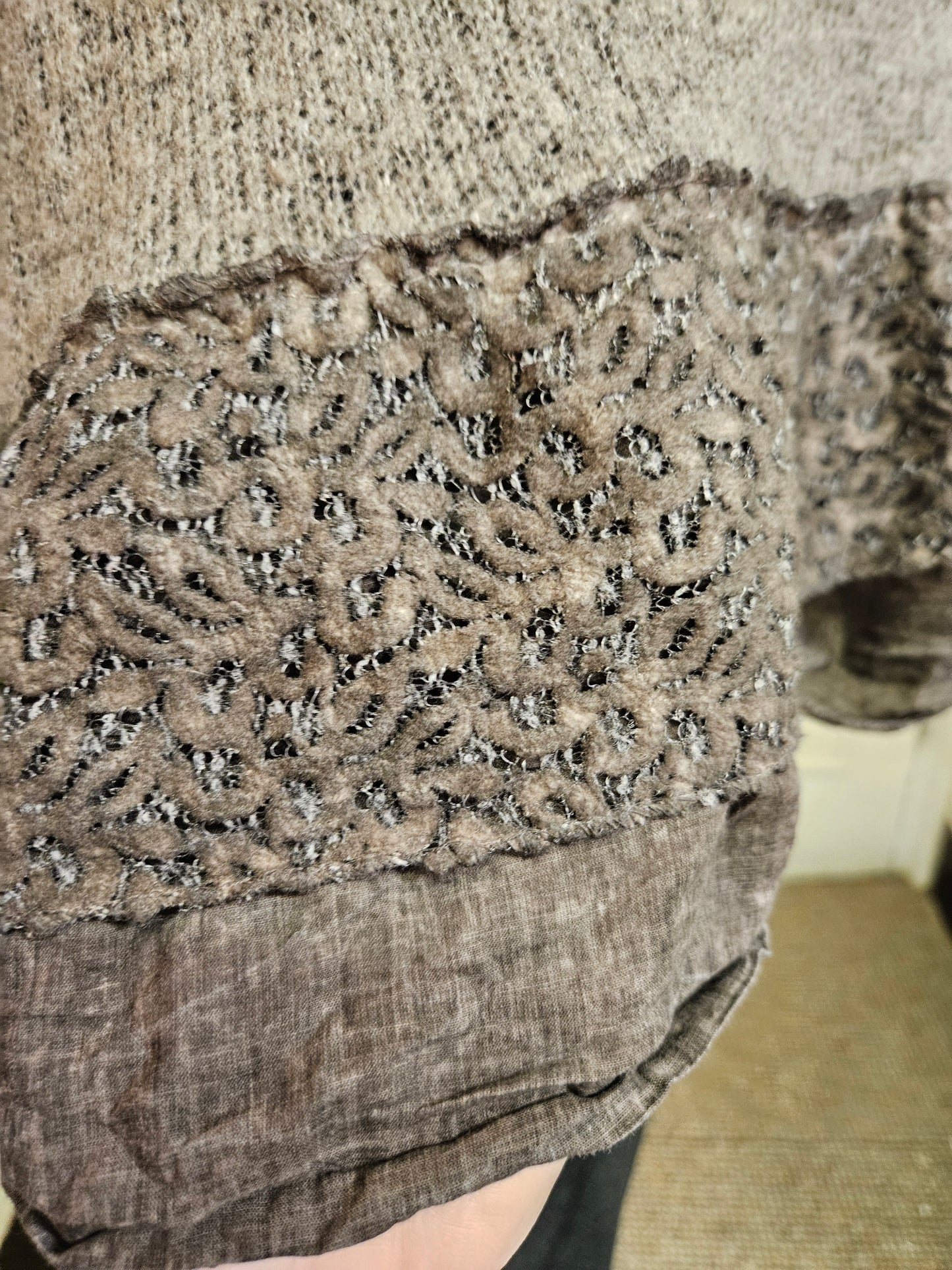 Unusual, crochet style top, no tag on it, size S/M