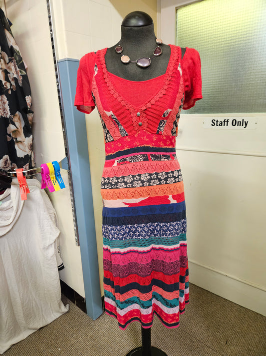 Aldo Martins, designer, colorful, knitted dress, size 10