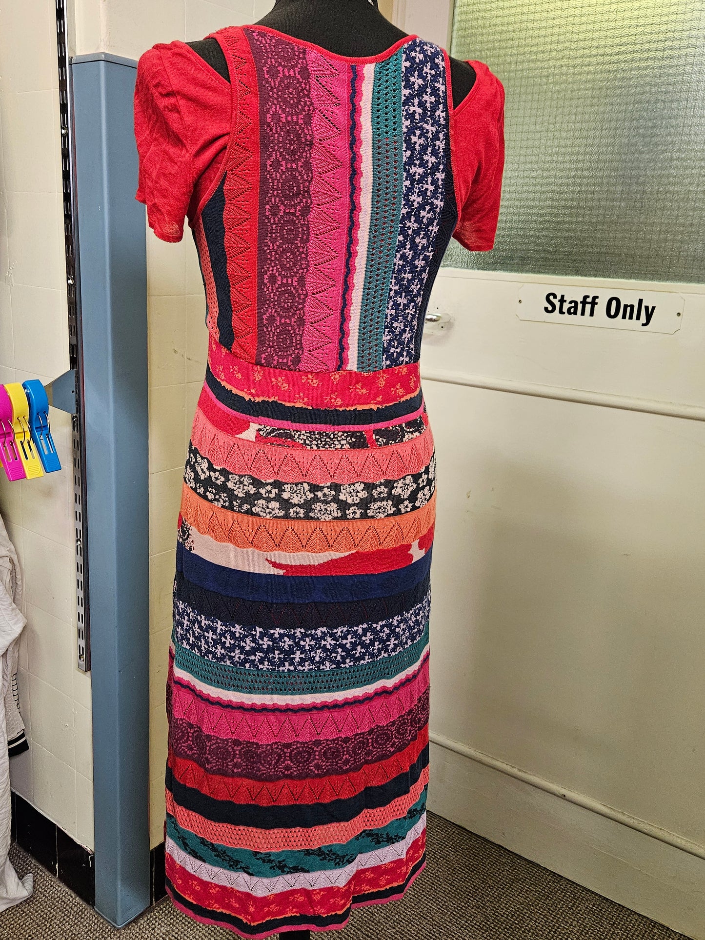 Aldo Martins, designer, colorful, knitted dress, size 10