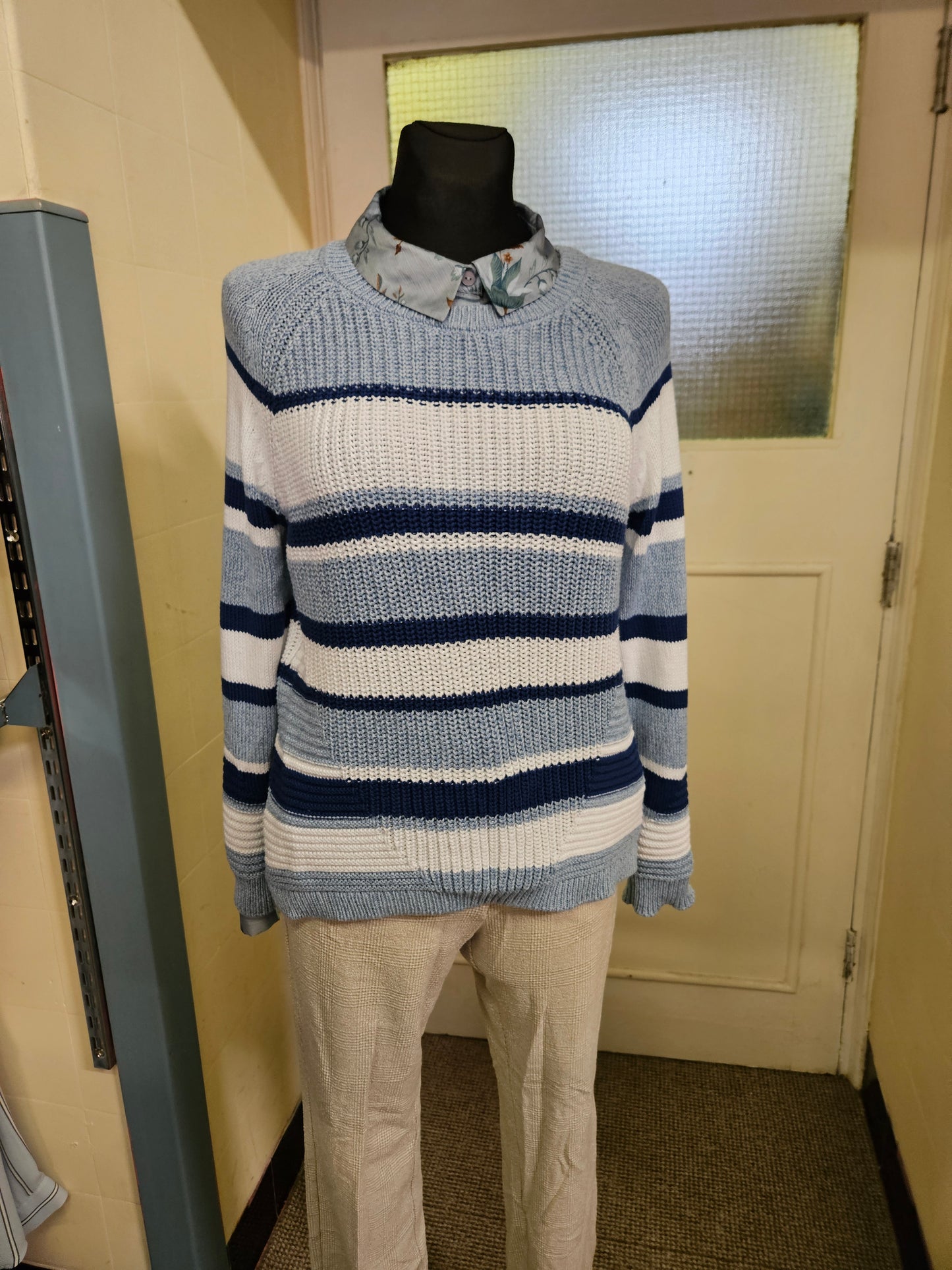 M&S, 100% cotton, stripey jumper size 10