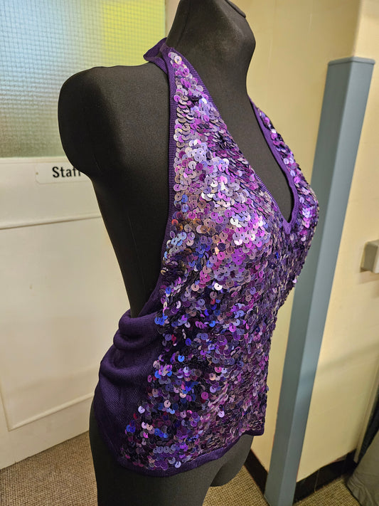 Dorothy Perkins, purple sequins top, size 16