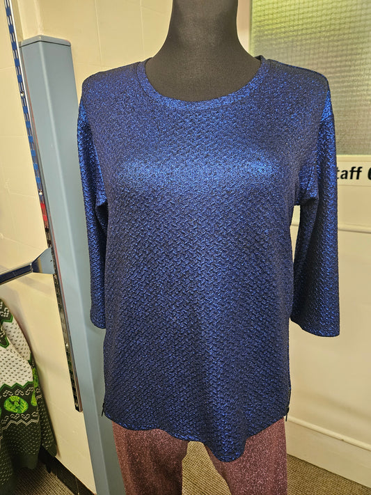 Savida, blue, glittery top, size 10