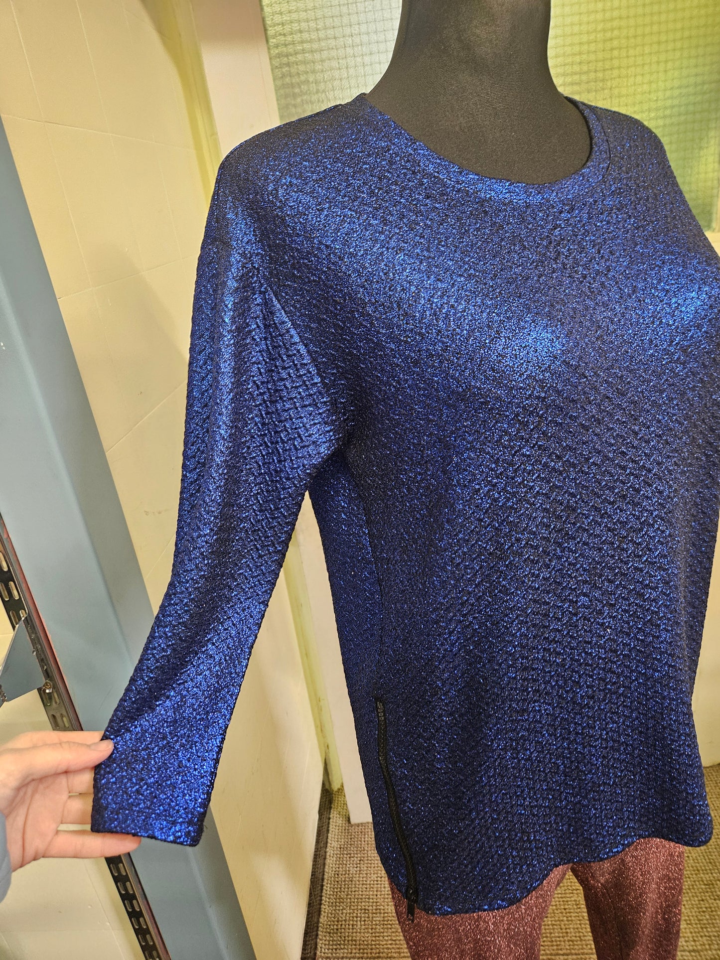 Savida, blue, glittery top, size 10