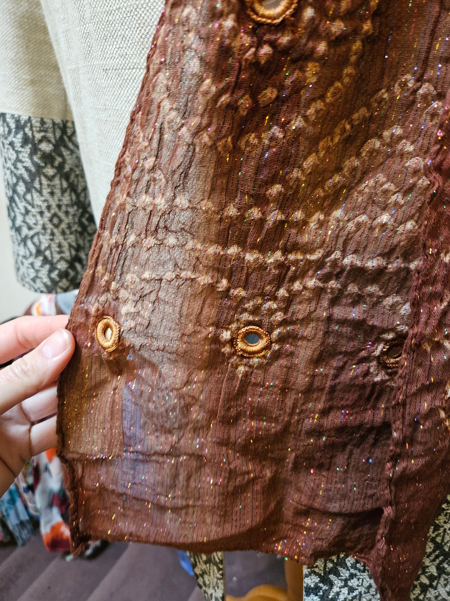 Etam, 92% cotton and metalised fibre scarf