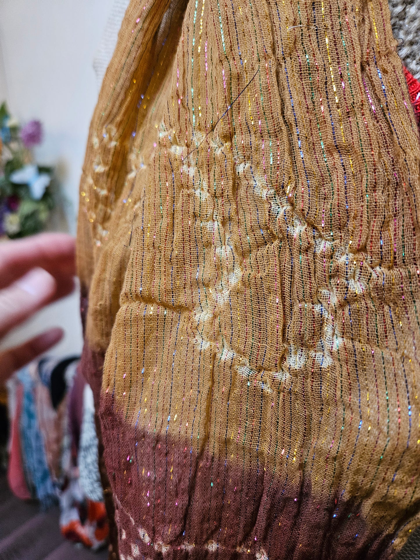 Etam, 92% cotton and metalised fibre scarf