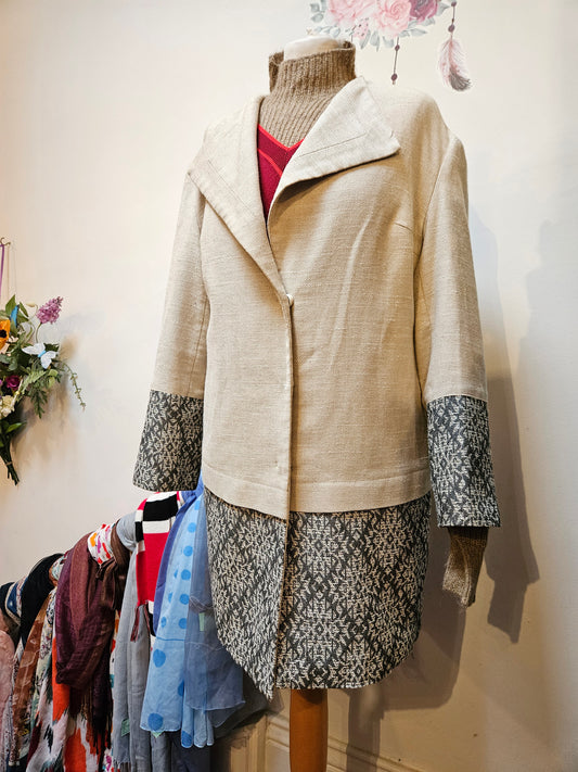 PerUna, elegant beige/ grey coat, size 10