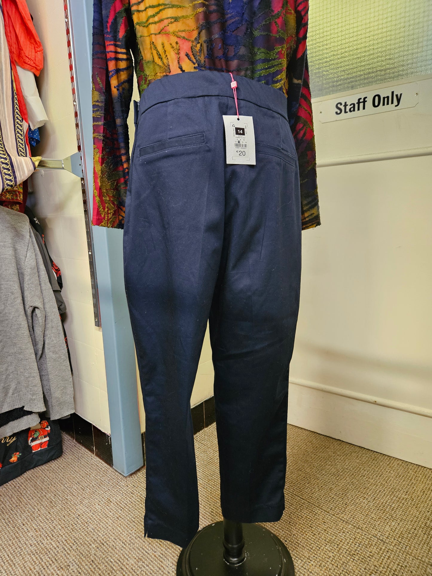 Savida, new, cigarette, crop navy trousers, size 14