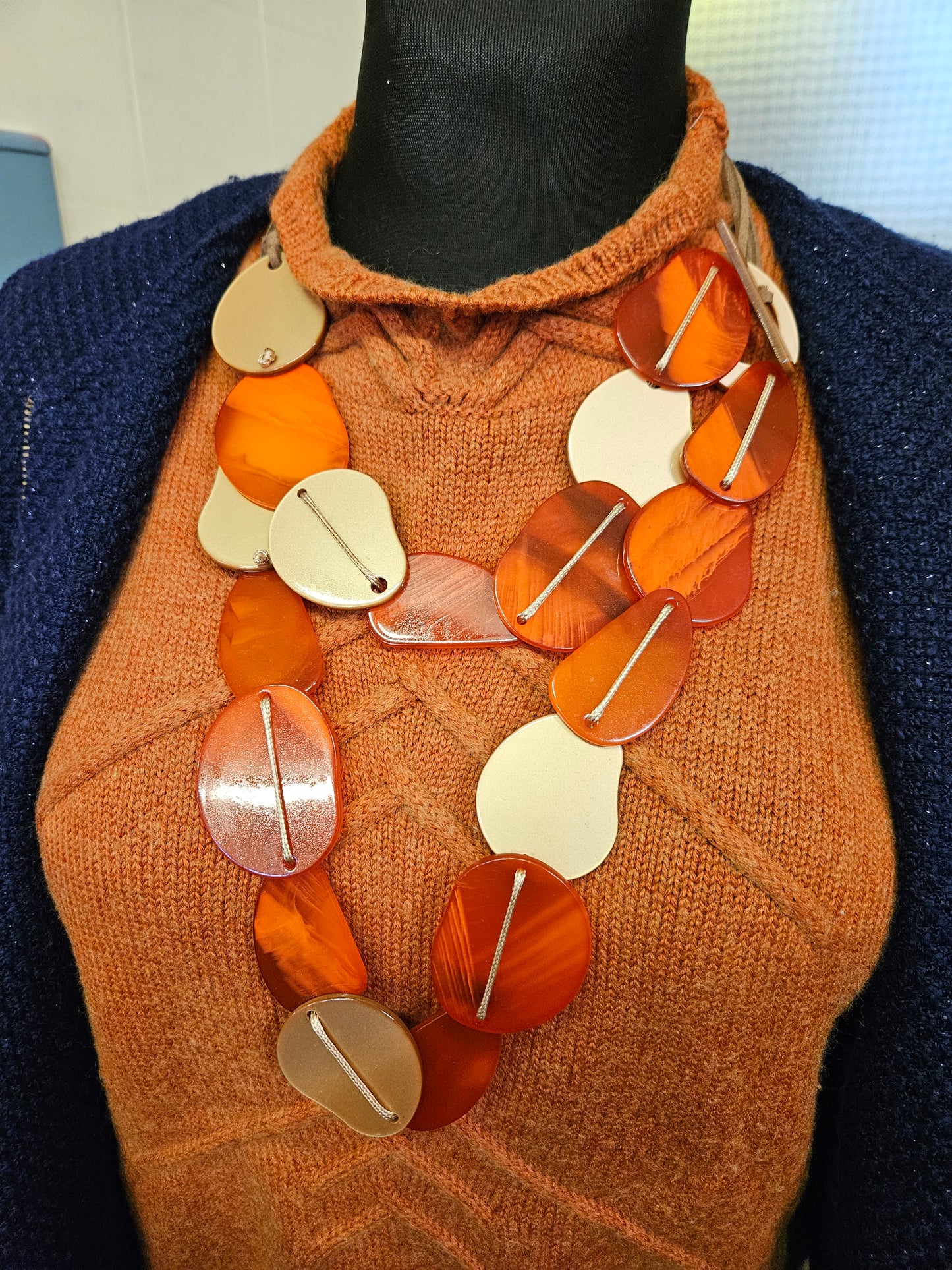 Orange, statement necklace