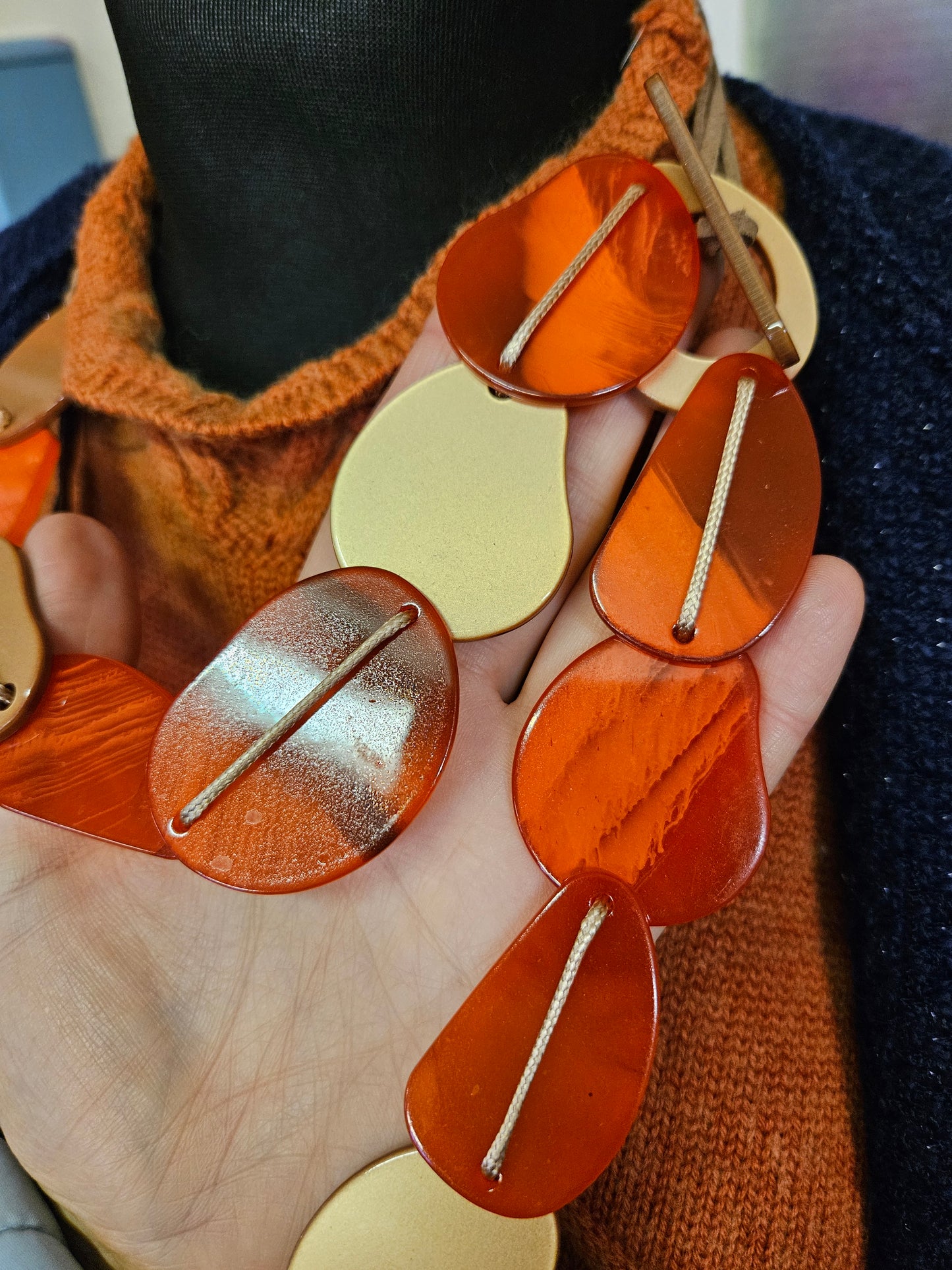 Orange, statement necklace