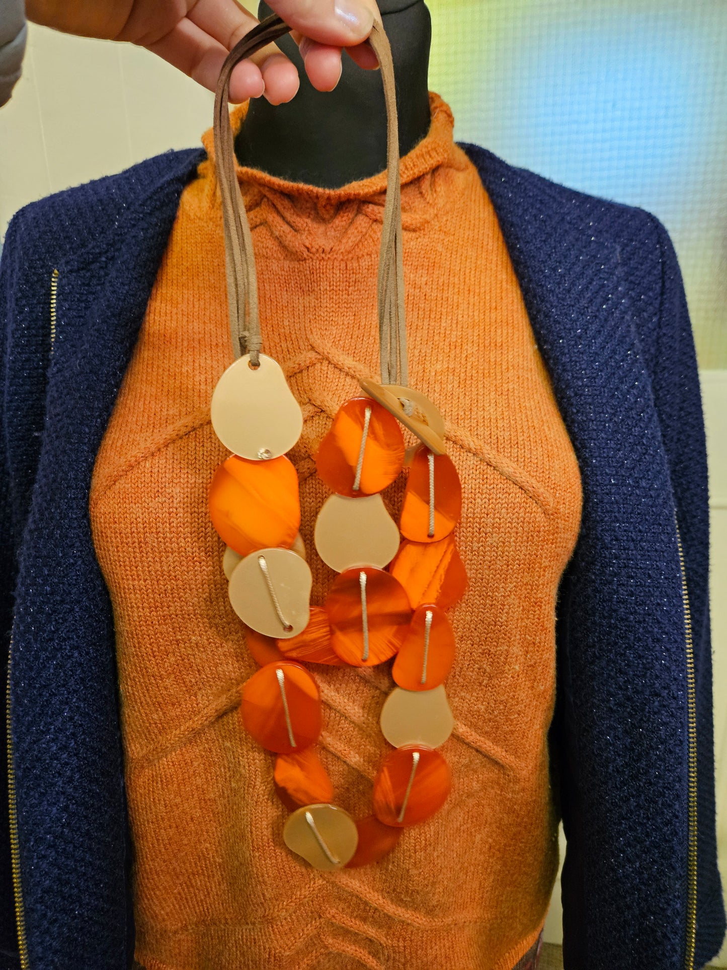 Orange, statement necklace