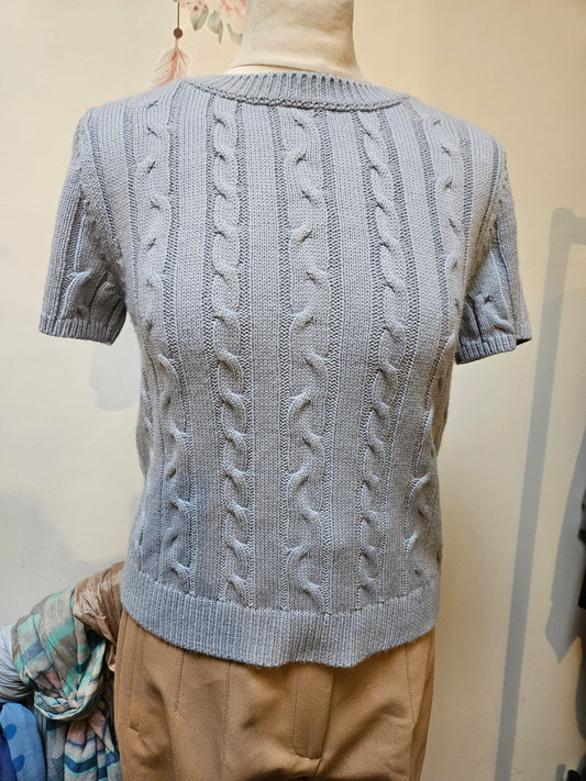 Stradivarius, light blue, knitted top, size S