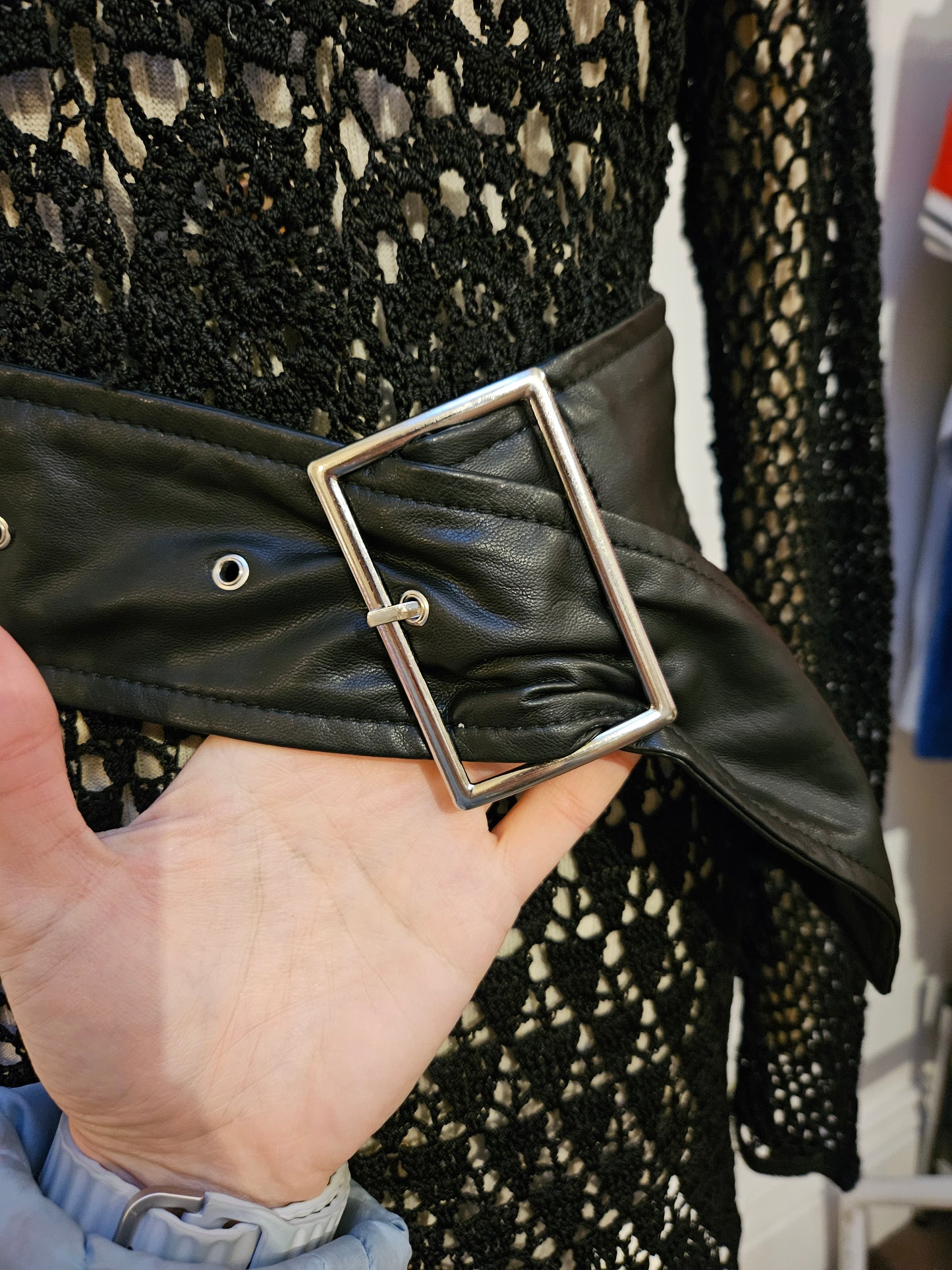 Faux leather belt, size S