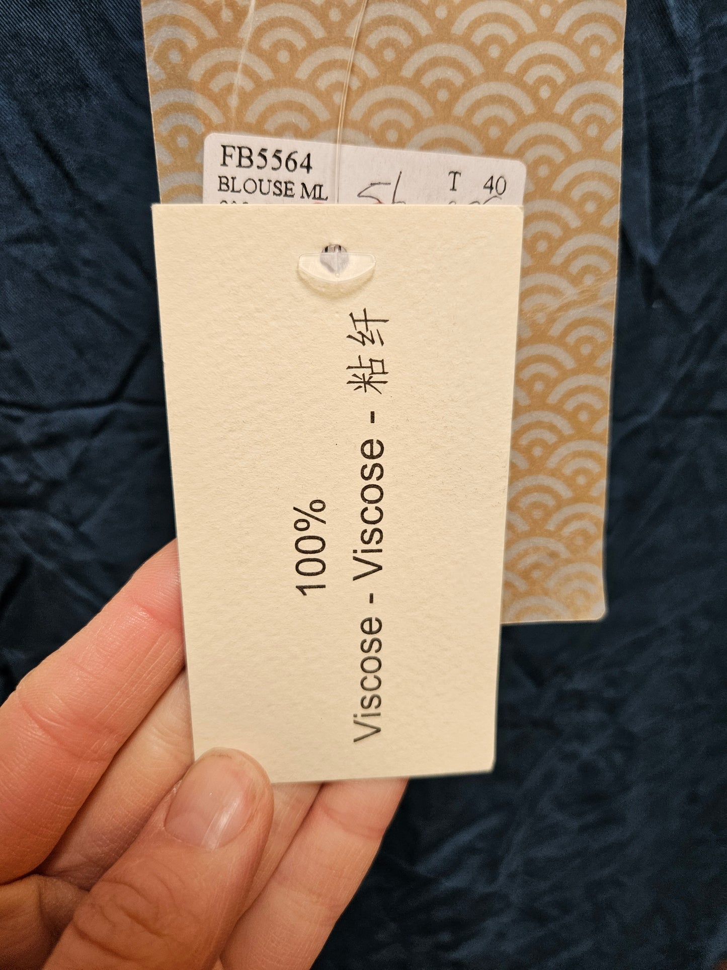 La Fe Maraboutee viscose blouse, tags on, rrp 75€, petrol blue, size M